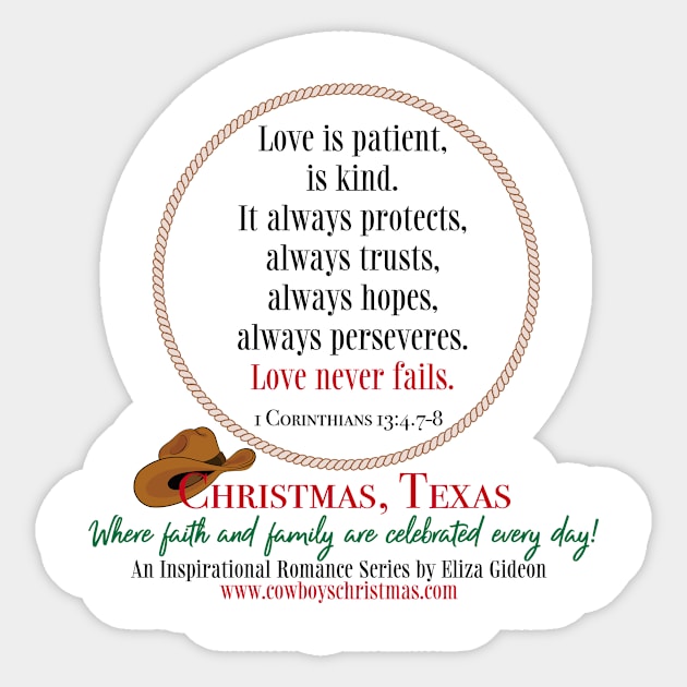 Love never fails. Sticker by christmascowboys